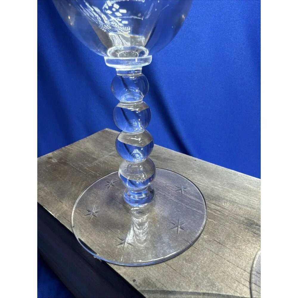 Vintage Candlewick 6 Point Star Cut 9  oz.  4 Ball Stem Water Goblets Set of 2